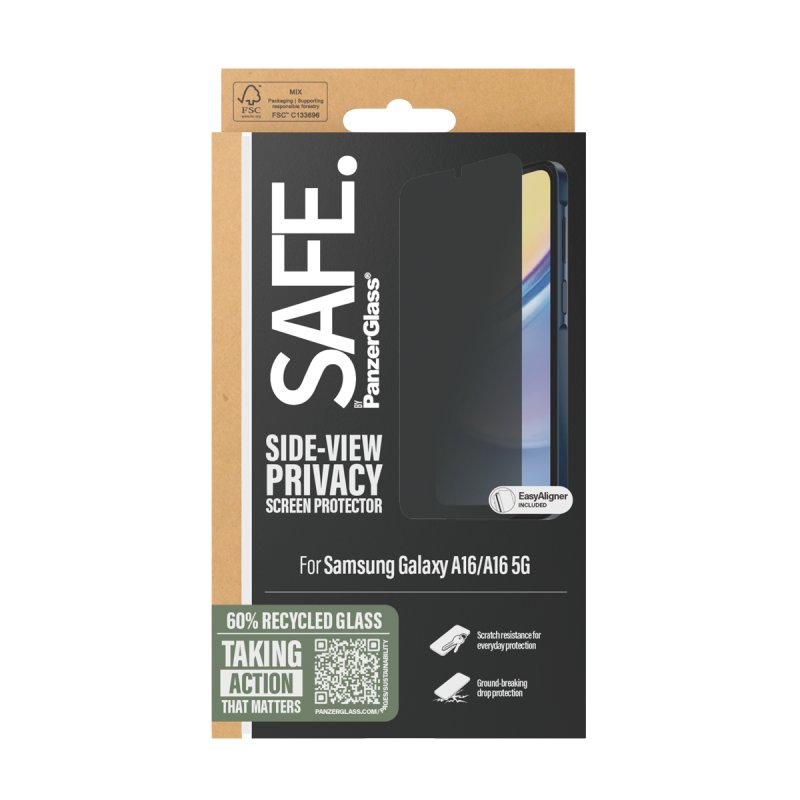 PanzerGlass SAFE. by Privacy Screen Protector Samsung Galaxy A16 | A16 5G | Ultra-Wide Fit