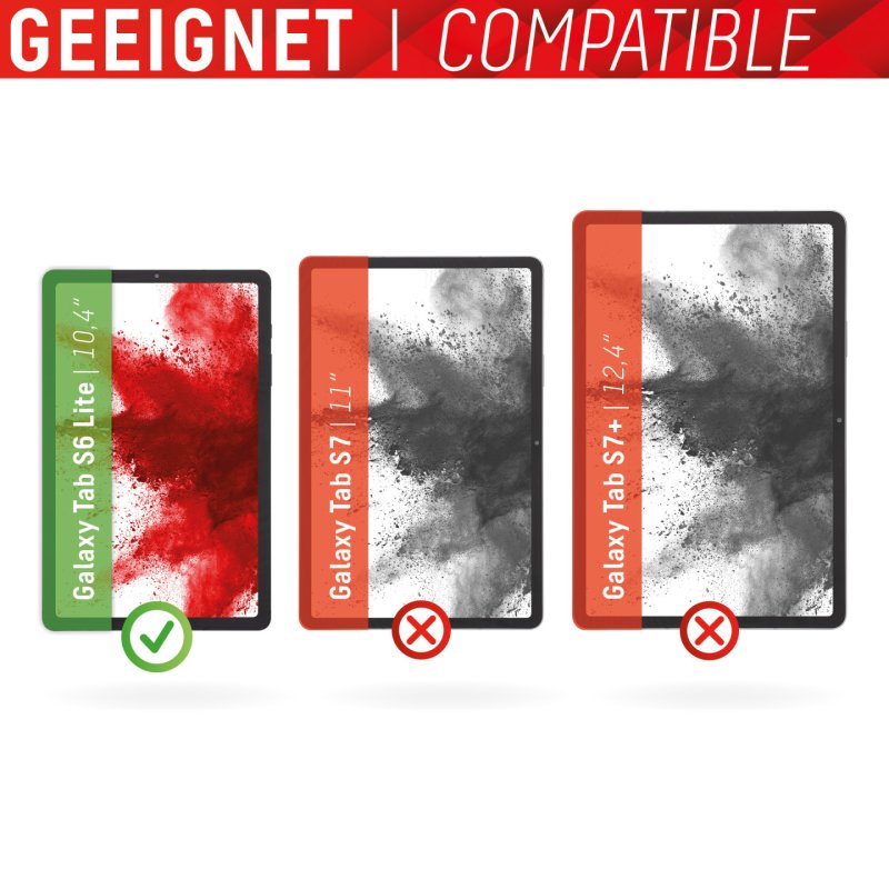 Displex Tablet Glass (9H) for Samsung Galaxy Tab S6 Lite, Eco Mounting Frame, unbreakable, ultra-slim, invisible