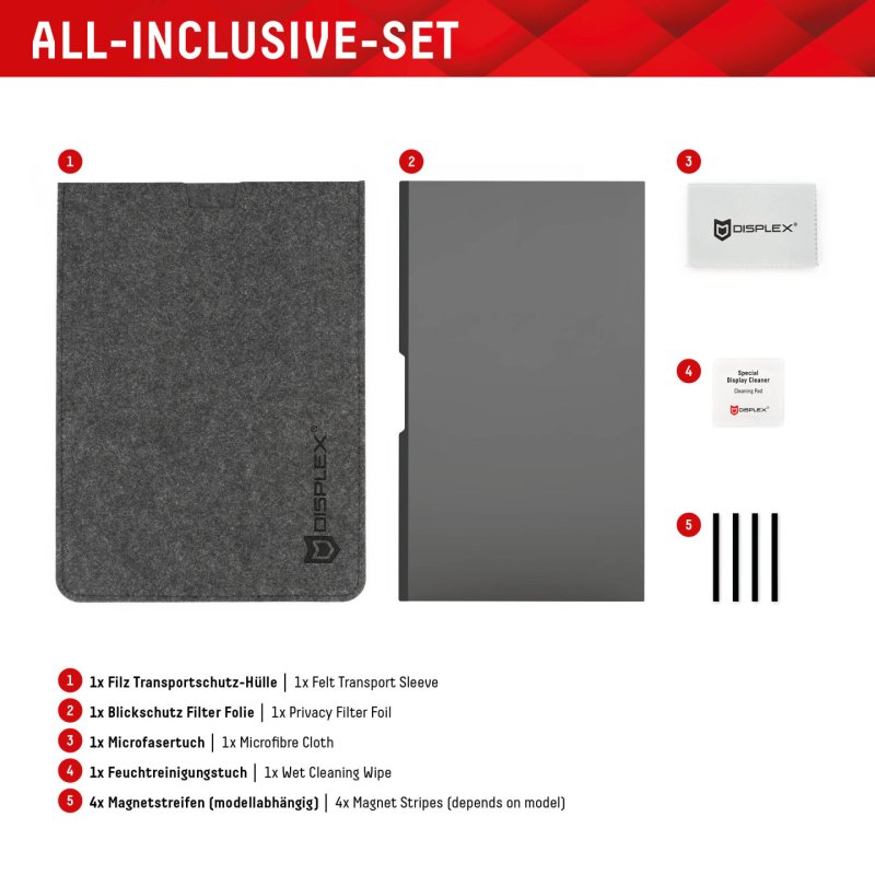 Displex PRIVACY SAFE magnetic 2-way privacy filter for Laptop/ Notebook 15,6'' (16:9)