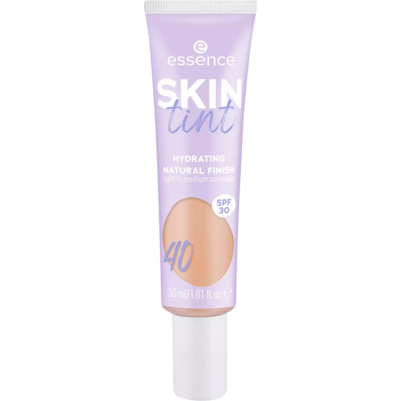 Essence SKIN Tint Makeup No. 40 Nude Moisturizing Natural Vegan Oil-Free UVA and UVB Filter SPF 30 Fragrance-Free 30ml