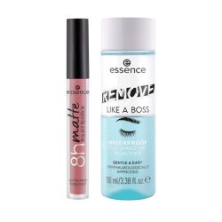 Essence 8H Matte Liquid Lipstick 04 Rosy Nude and Remove Like a Boss Waterproof Eye and Face Makeup Remover Bundle -
