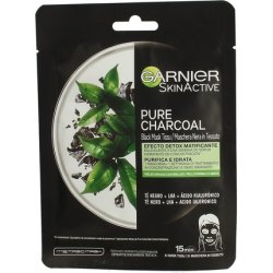 Garnier Mask With Charcoal And Acid Hyaluronic Acid Fabric Black 28g