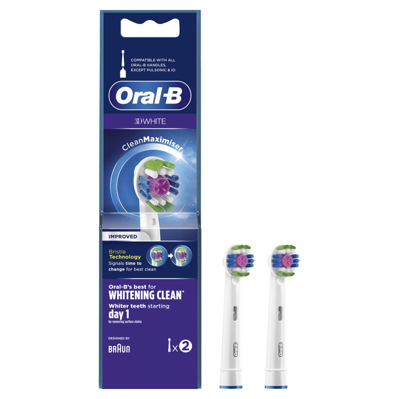 Oral-B 3D White Brossette Avec Technologie CleanMaximiser, Lot De 2