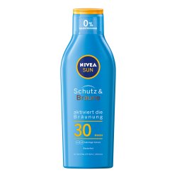 NIVEA SUN Protection & Tan Sunscreen SPF 30 200ml with Pro-Melanin Extract for an Even Tan Instant Sun Protection with