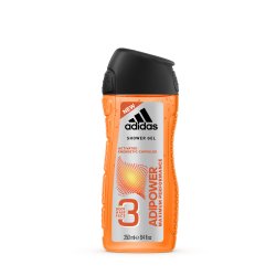 Adidas Adipower 3in1 250 ml Gel douche Hommes Corps et cheveux Patchouli, Bois de santal, Fève Tonka