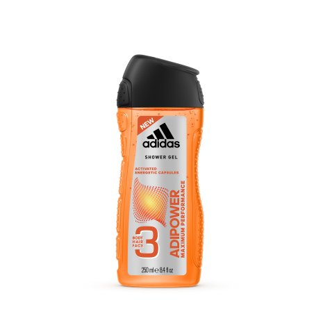 Adidas Adipower Shower Gel for Men 3-in-1 Activating Shower Gel for Body, Hair & Face pH Skin Friendly 250ml