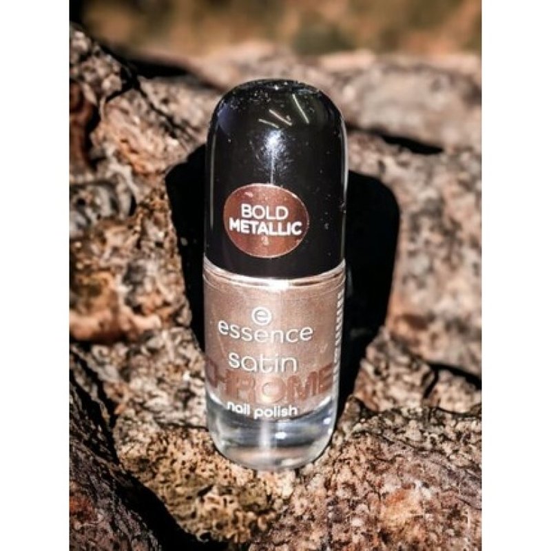 Essence Satin Bold Metallic Chrome Nail Polish 01 Robotic Rose Top Gold