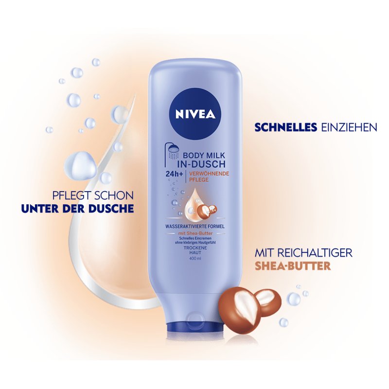 NIVEA In-Shower Soft Milk Body Cream with Shea Butter and 5in1 Moisturizing Formula 400ml