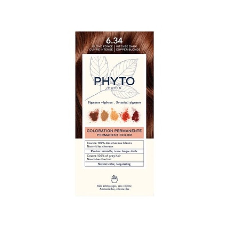 Phyto Permanent Hair Color 634 Dark Blonde With Plant Pigments