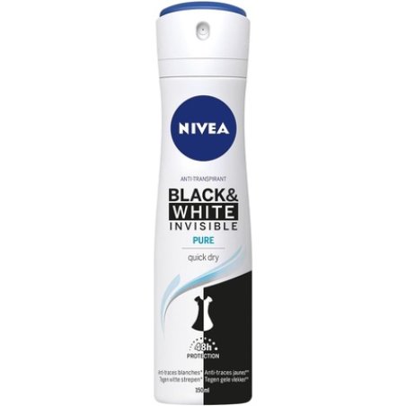 Nivea Antiperspirant Spray Invisible For Black & White Pure 150ml