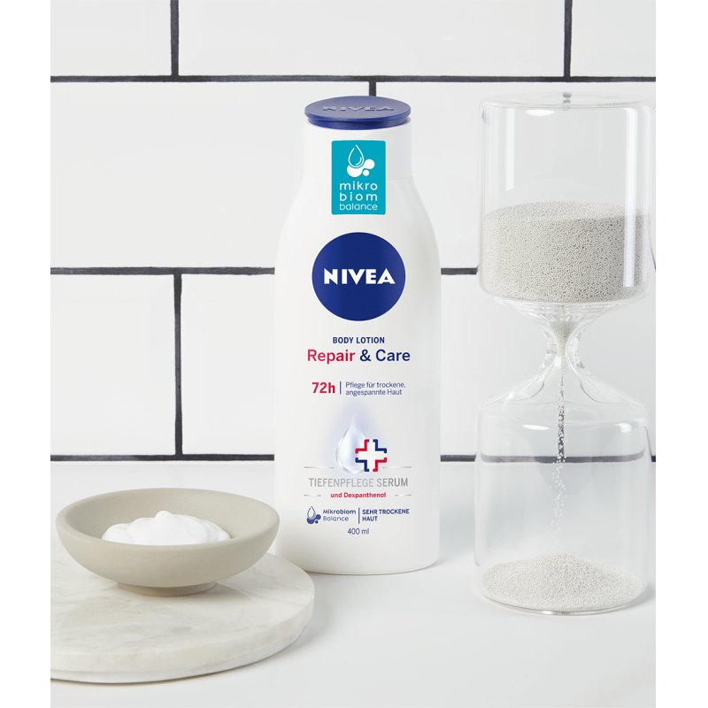 NIVEA Repair & Care Body Lotion 400ml for Very Dry Skin - Balances Skin Microbiome and Soothes Tension