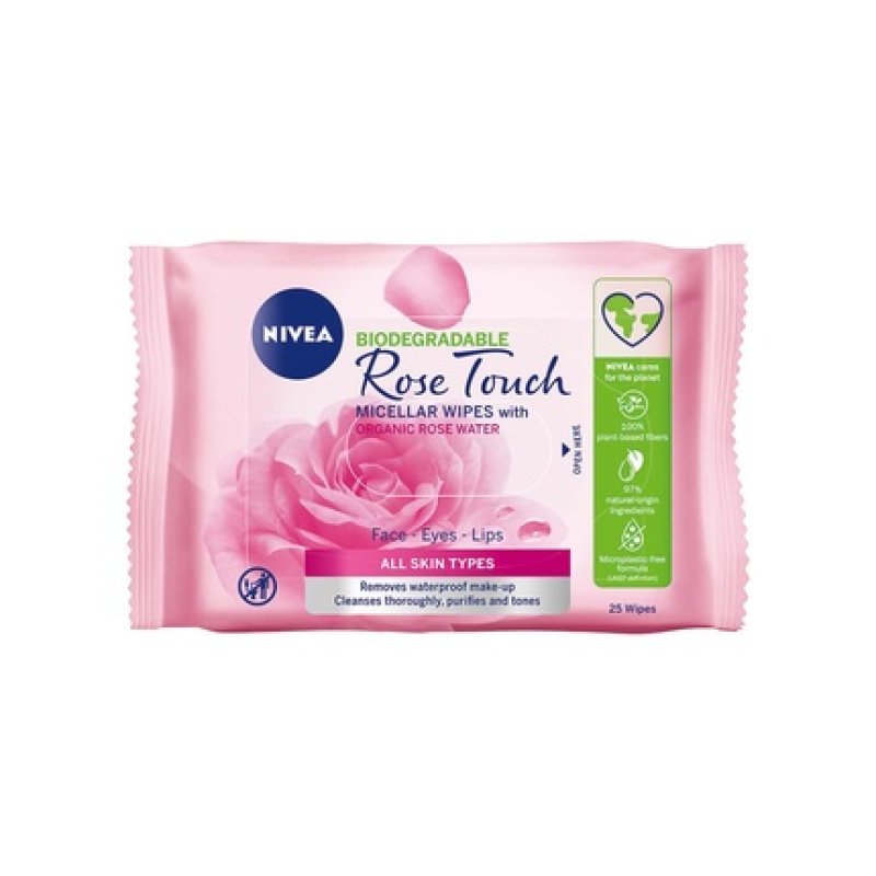 Nivea Rose Touch Micellar Wipes With Organic Rose Water 25pc