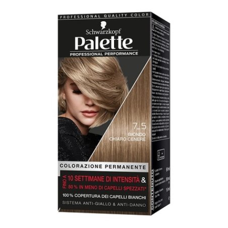 Schwarzkopf Palette Permanent Hair Color Cream Professional Hair Dye 7-5 Light Ash Blonde