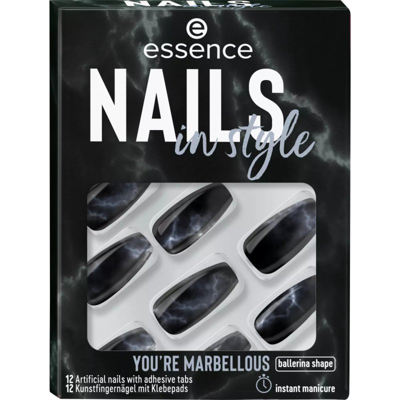 Essence nails in style Ongles des mains Noir, Gris, Blanc Motif 12 pièce(s)