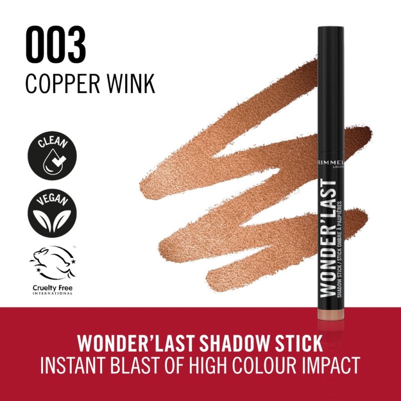 Rimmel Wonder'Last Shadow Stick 003 Copper Wink Easy To Apply One Swipe Eyeshadow Lasts All Day Ultra-Creamy Formula