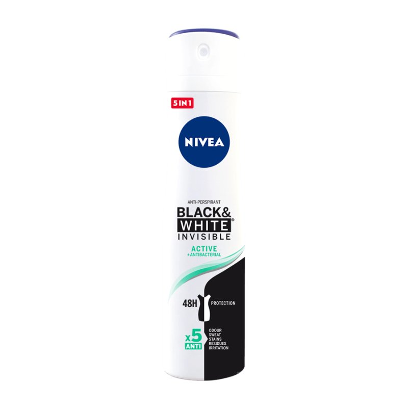 Nivea Invisible Black and White 48hr Active Antiperspirant Spray Deodorant for Women 200ml