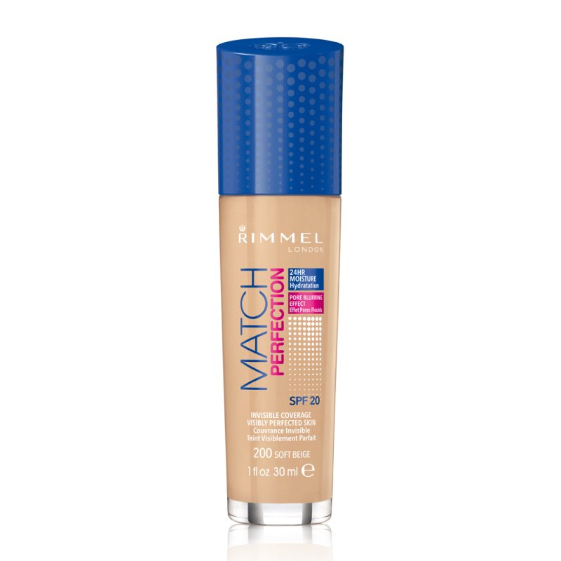 Rimmel Match Perfection, Soft Beige 200 - Warm, 30ml