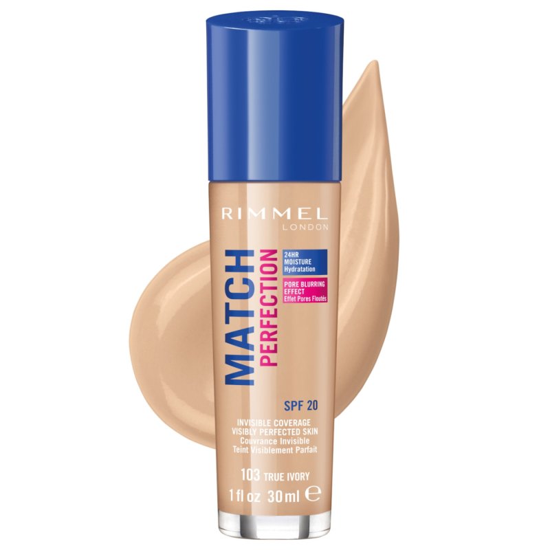 Rimmel London Match Perfection Foundation Spf20 103 True Ivory 30ml