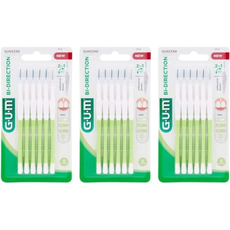 Gum Bi-direction Interdental Brushes 0.7mm 6 Pack White