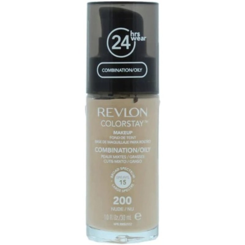 Revlon Colorstay Liquid Foundation Makeup for Combination/Oily Skin SPF 15 Medium to Full Coverage Nude 200ml