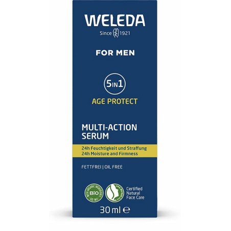 WELEDA Bio FOR MEN 5in1 Multi Action Serum Anti Aging Men's Face Care Concentrate Reduces Wrinkles & Tightens with Aloe