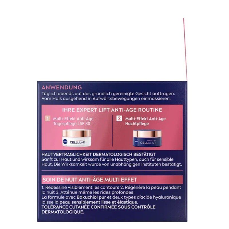 Nivea Cellular Expert Lift Multi-Effect Anti-Age Night Care Moisturizing Night Cream with Hyaluronic Acid - 1.7oz