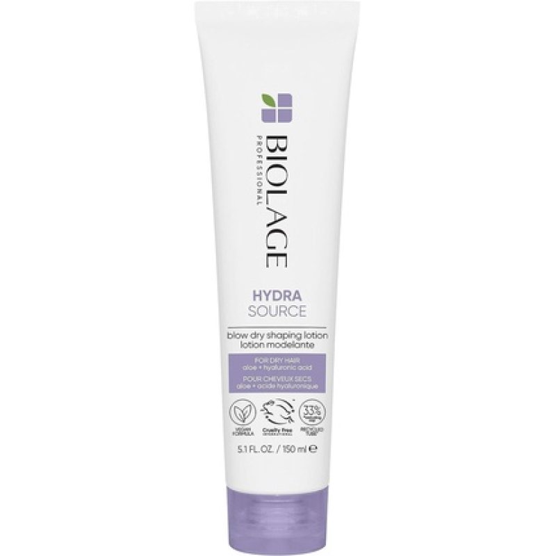 Biolage Professional Hydrasource Blow Dry Shaping Lotion for Dry Hair with Aloe and Hyaluronic Acid 150ml