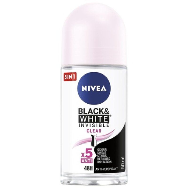 NIVEA Black&White Invisible Clear Roll-On Antiperspirant 50ml