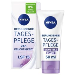 NIVEA Soothing Day Care 24h Moisture SPF 15 Fragrance-Free Face Cream for Sensitive Skin with Grape Seed Oil