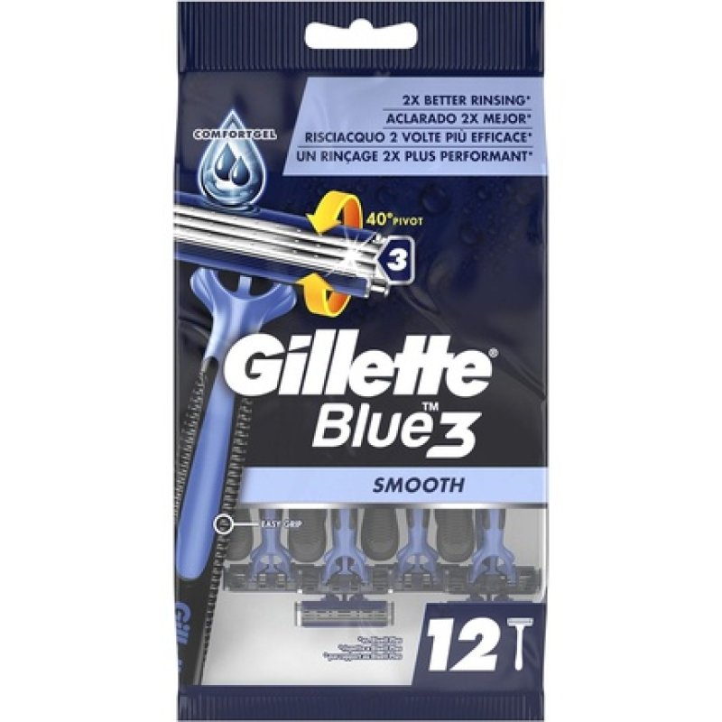 Gillette Blue 3 Smooth Disposable Razor 12 Pieces
