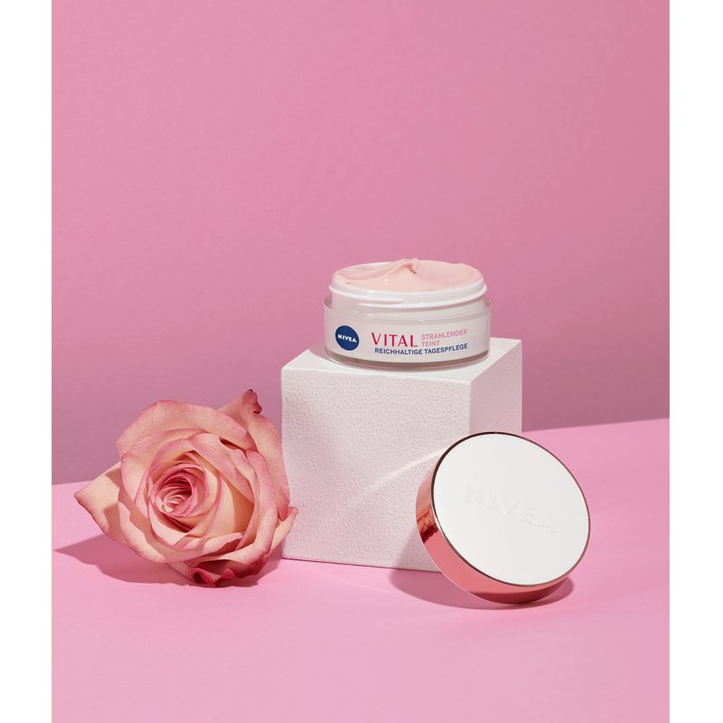 NIVEA VITAL Radiant Complexion Rich Day Care for Mature Skin 50ml Moisturizer with Rose Oil and Calcium