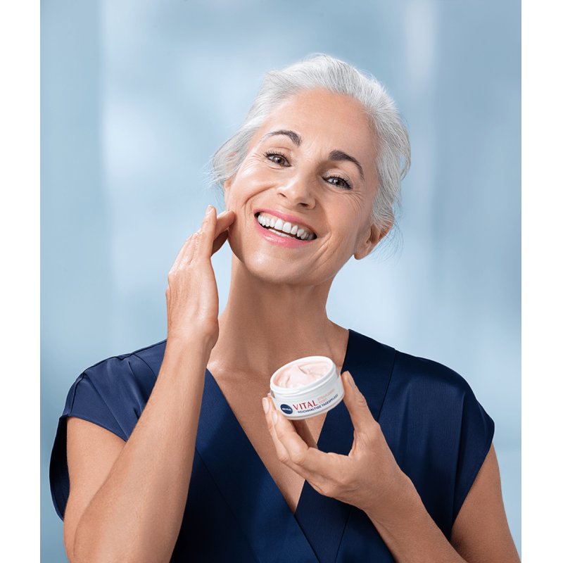 NIVEA VITAL Radiant Complexion Rich Day Care for Mature Skin 50ml Moisturizer with Rose Oil and Calcium