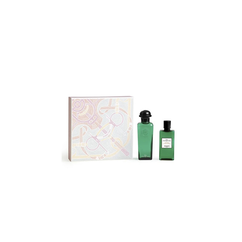 Hermes Perfume Set Unisex Green Orange Water Case