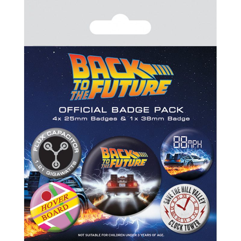 BACK TO THE FUTURE - Pack 5 Badges - Delorean