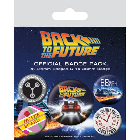 BACK TO THE FUTURE - Pack 5 Badges - Delorean