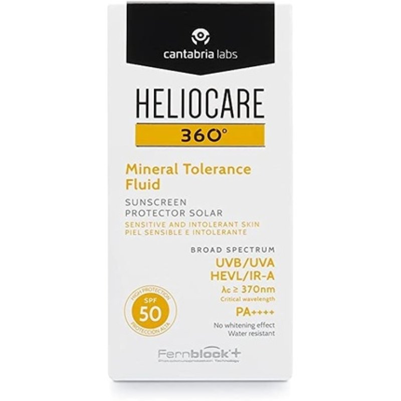 Heliocare 360 Mineral Tolerance Fluid SPF50 50ml Mineral Sunscreen For Face Hypoallergenic Sun Protection Silky