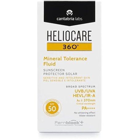Heliocare 360 Mineral Tolerance Fluid SPF50 50ml Mineral Sunscreen For Face Hypoallergenic Sun Protection Silky