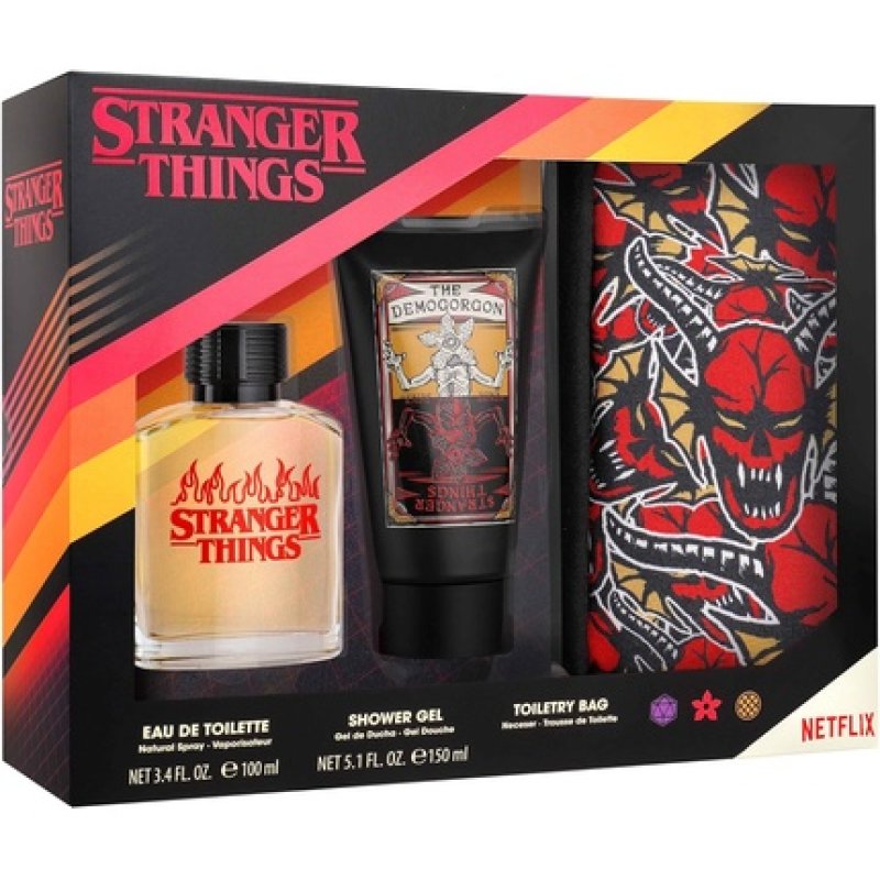 Netflix Stranger Things Gift Set Eau de Toilette 100ml Shower Gel 150ml Cosmetic Bag Powerful Masculine Fragrance