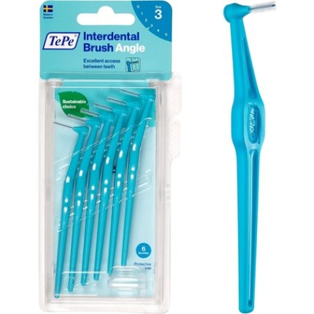 TePe Angle Blue Interdental Brushes 0.6mm Size 3 6 Brushes Blue