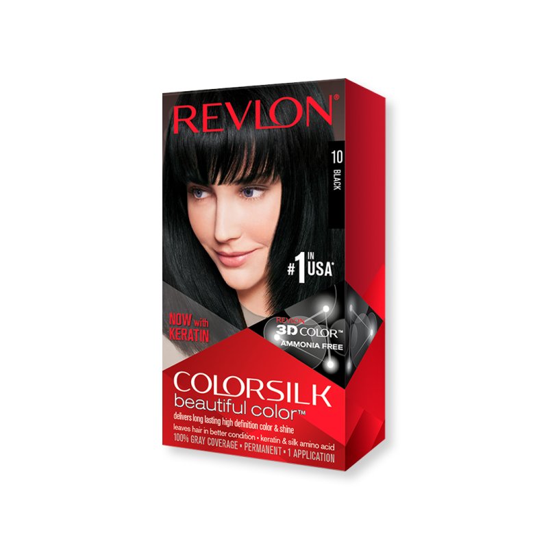 Revlon ColorSilk Permanent Hair Color Dye 10 Black 130ml