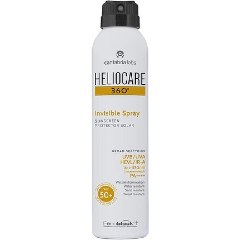 Heliocare 360 Invisible Spray SPF50 200ml Aerosol Sunscreen for Body UVA UVB Visible Light Infrared-A Anti-Ageing Sun