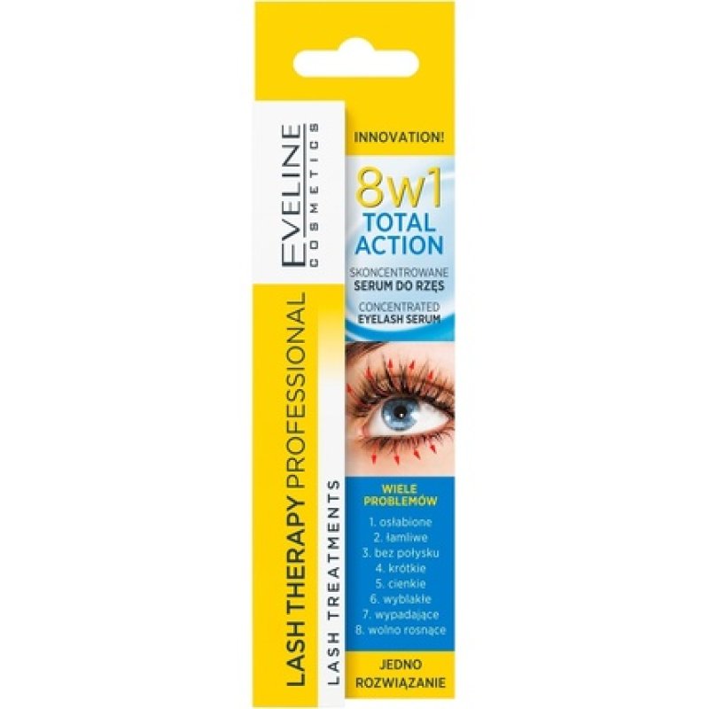 Eveline Cosmetics Eyelash Growth Serum 8in1 10ml Strengthening and Thickening Long Lash Conditioner with Argan Oil and