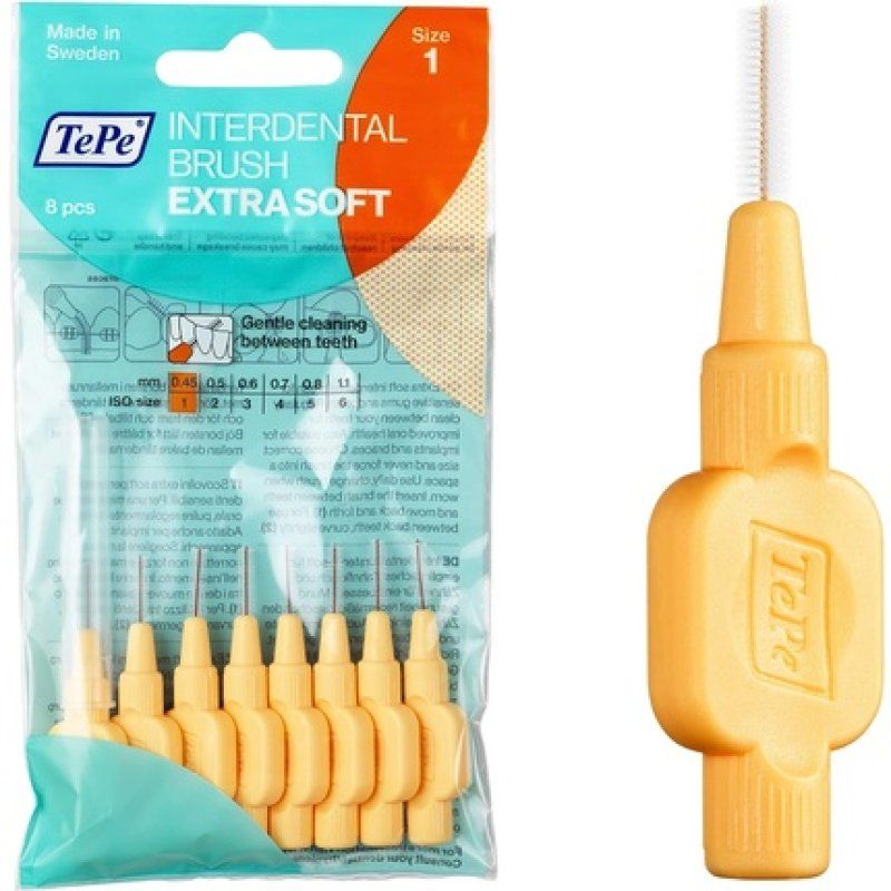 TEPE Interdental Brushes Orange Extra Soft Size 1 Simple and Effective Cleaning of Interdental Spaces 8 Brushes