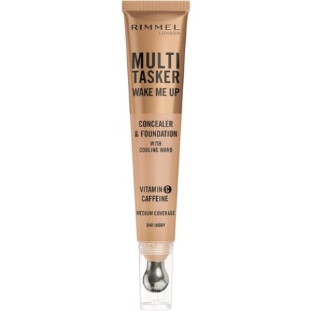 Multi-Tasker Wake Me Up Foundation & Concealer 040 Ivory Depuffs Brightens Dark Circles Metallic Cooling Applicator