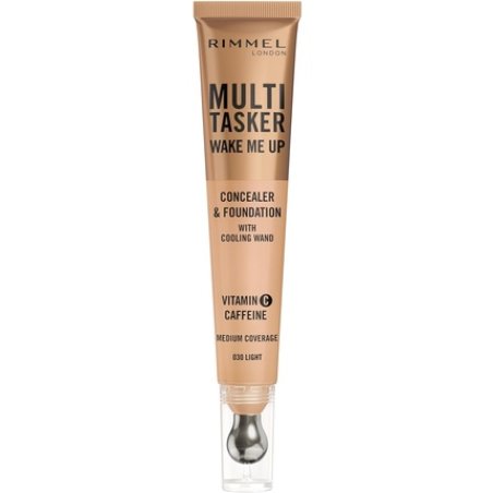 Multi-Tasker Wake Me Up Foundation & Concealer 030 Light Depuffs Brightens Dark Circles Metallic Cooling Applicator