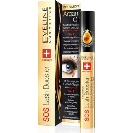 Eveline Cosmetics SOS Eyelash Serum for Lengthening and Thickening 10ml with Argan Oil - Dermatologically Tested