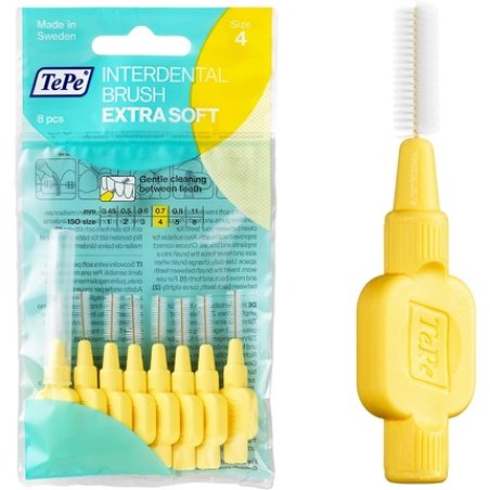 TePe Interdental Brushes Extra Soft Yellow Size 4 0.7mm 8 Count