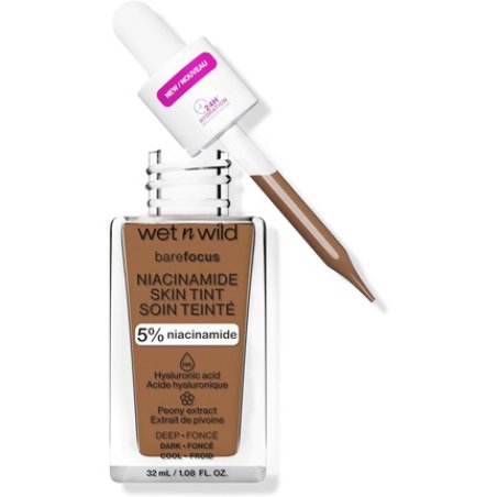 Wet n Wild Bare Focus Niacinamide Skin Tint Lightweight Foundation with Buildable Formula Enriched with Hyaluronic Acid