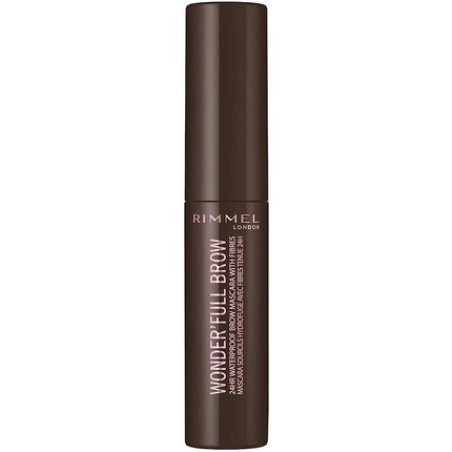 Rimmel London WonderFull Brow 24HR Waterproof Brow Gel with Fibers for Plump Thick Brows Dark 4.5ml