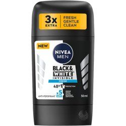 NIVEA Men's Stick Invisible Black and White Fresh 50ml 48H Protection